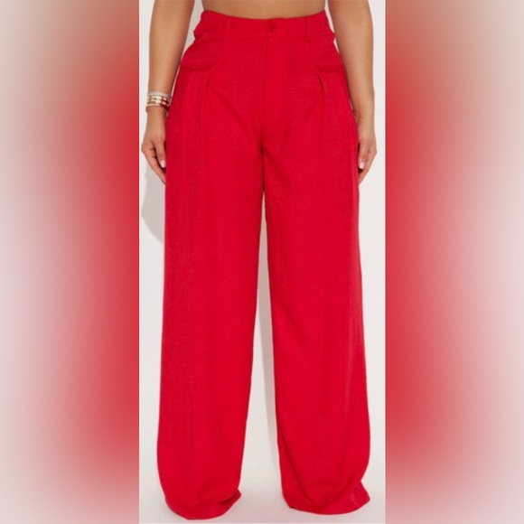 Fashion Nova Pants - Fashion Nova Bold Red Wide-Leg Pants